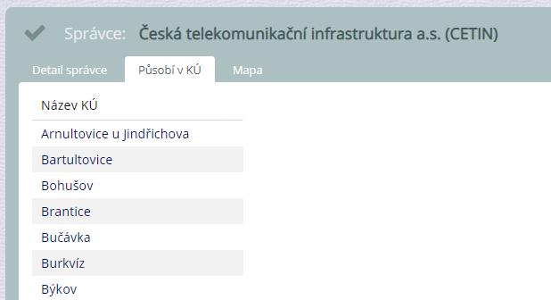 a na třetí záložce je územní působnost správce prezentována