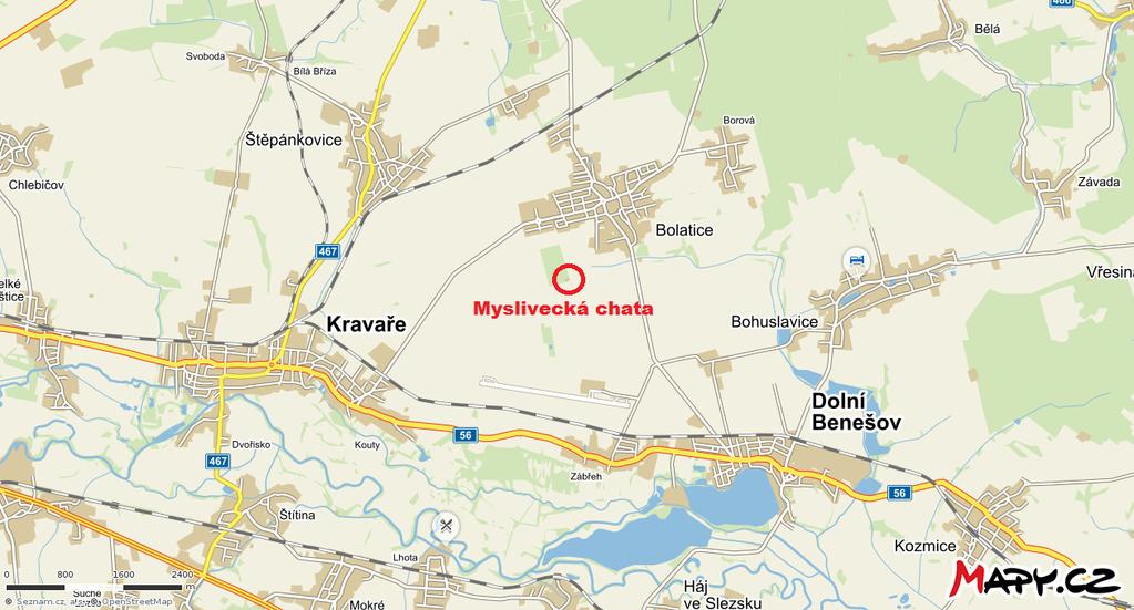 Mapa místa srazu: Myslivecká chata Křeménky