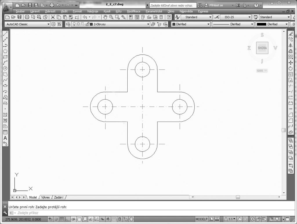 Závěr Obrázek 2 Náhled na 2D konstrukci v programu AutoCAD (Klement, 2013) Elektronické vzdělávání v oblasti učitelství matematiky znamená realizovat edukační proces elektronickými prostředky.