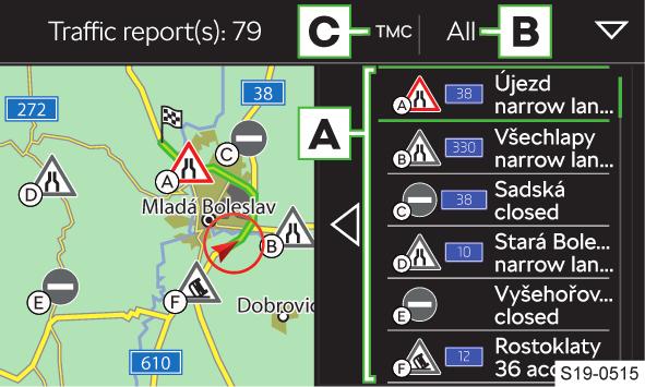 92 Infotainment Amundsen Navigace Pro zapnutí/vypnutí alternativních tras stiskněte v hlavní nabídce Navigace Parametry trasy Nabídnout 3 alternativní trasy.