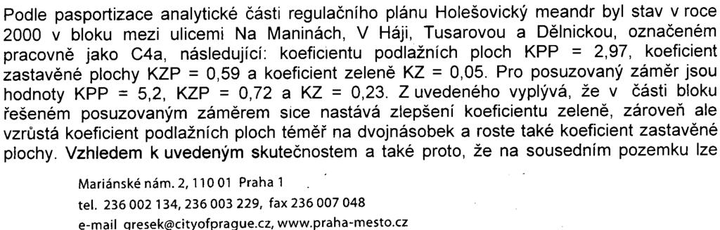 Pomìr funkèních ploch a bydlení je v novém návrhu 41,8 %, pomìr funkèních ploch a administrativy èiní 45,8 % a pomìr funkèních ploch a služeb je 12,3 %.