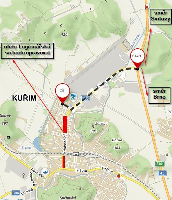 10. Upozornění pro fotbalové kluby uzávěrka ulice Legionářská v Kuřimi Fotbalový klub Kuřim upozorňuje na probíhající práce na silnici a hlavní ulice Legionářská je uzavřena.