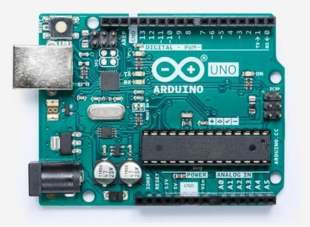 Arduino UNO rev3 Dále jsme také nakoupili několik šroubů, matic, ložisek, podložek a úchytů, u kterých je zbytečné zmiňovat jejich parametry, jako třeba průměr