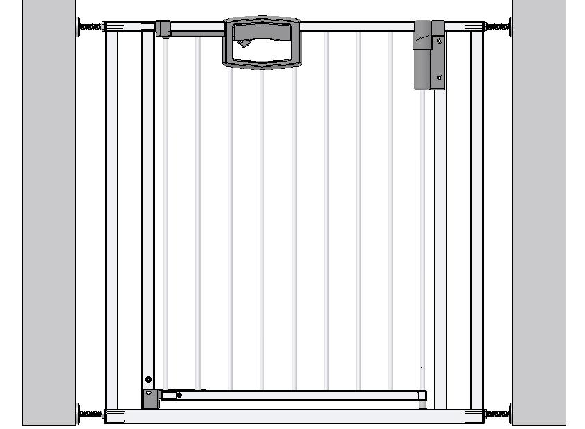 A védőrács és a fal illetve ajtó közötti távolság 6 cm-nél nem lehet nagyobb. Turvaportin ja seinän/oven välisen etäisyyden ei tulisi olla suurempi kuin 6 cm.
