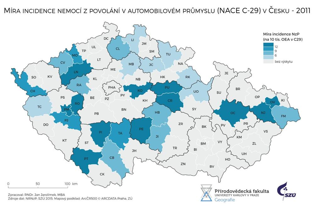 Míra incidence nemocí z povolání v