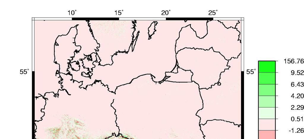 5. VÝPOČET S KONSTANTNÍ STŘEDNÍ HUSTOTOU Obr. 4 Přímý efekt da t model s konstantní hustotou [mgal] Tab.
