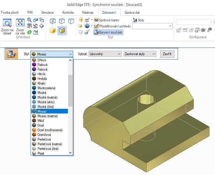 Úprava 3D modelu Změna barvy součásti ->