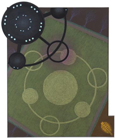 152. KAREL RYBÁČEK (1931-2002) Vikýřovice, 2001 akryl, sololit, 93 x 74 cm na rubu autorské razítko a nápis Vikýřovice 2001 Vystudoval sklářskou školu v Novém Boru v