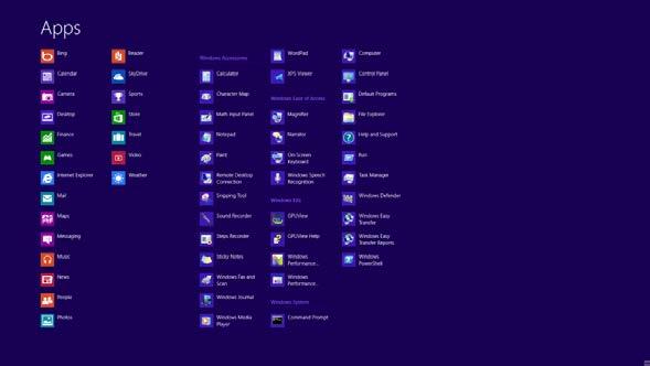 Windows 8 Windows 8: Klepněte pravým tlačítkem a klepněte na Všechny aplikace v pravém dolním rohu
