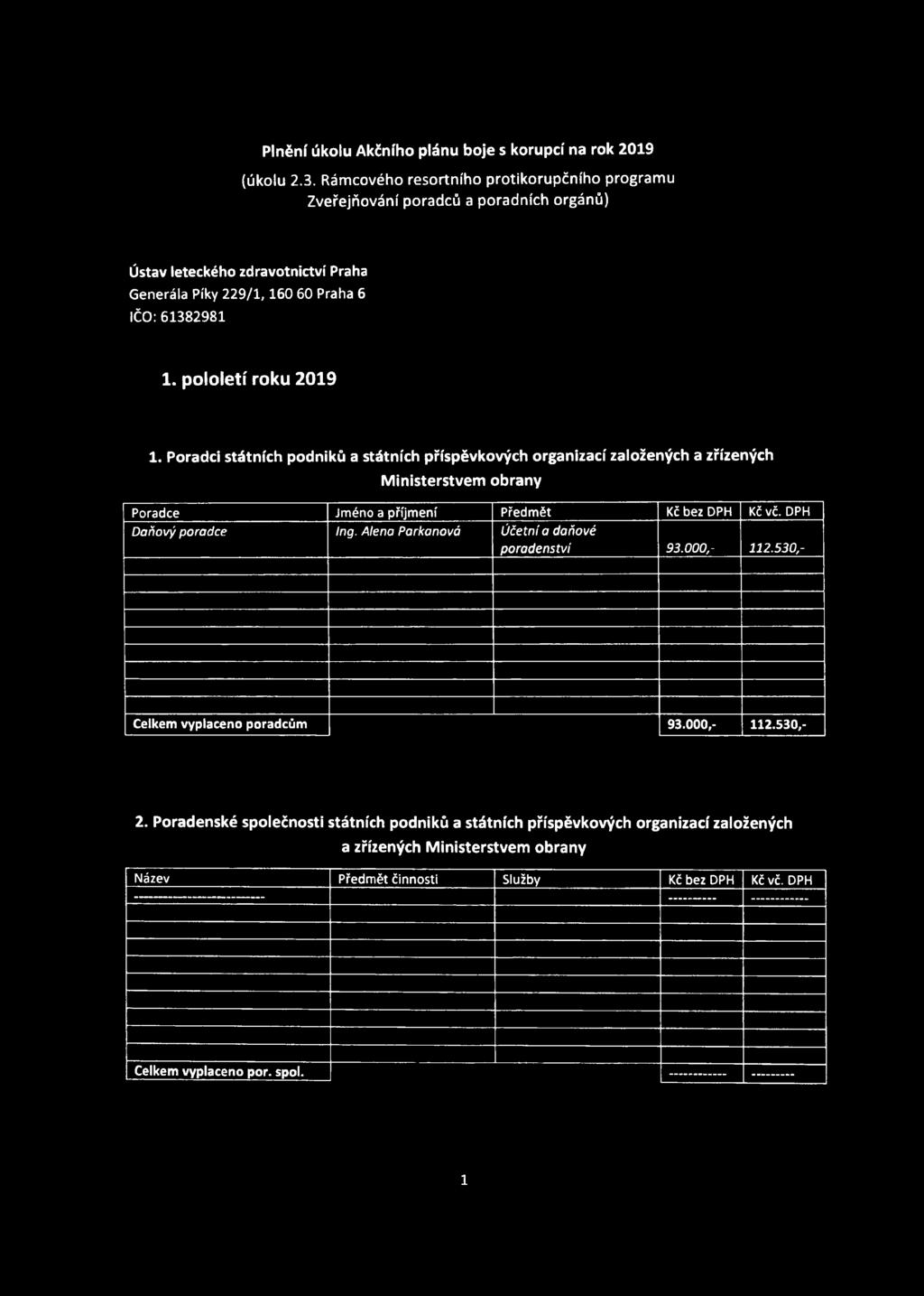 Plnění úkolu Akčního plánu boje s korupcí na rok 2019 (úkolu 2.3.