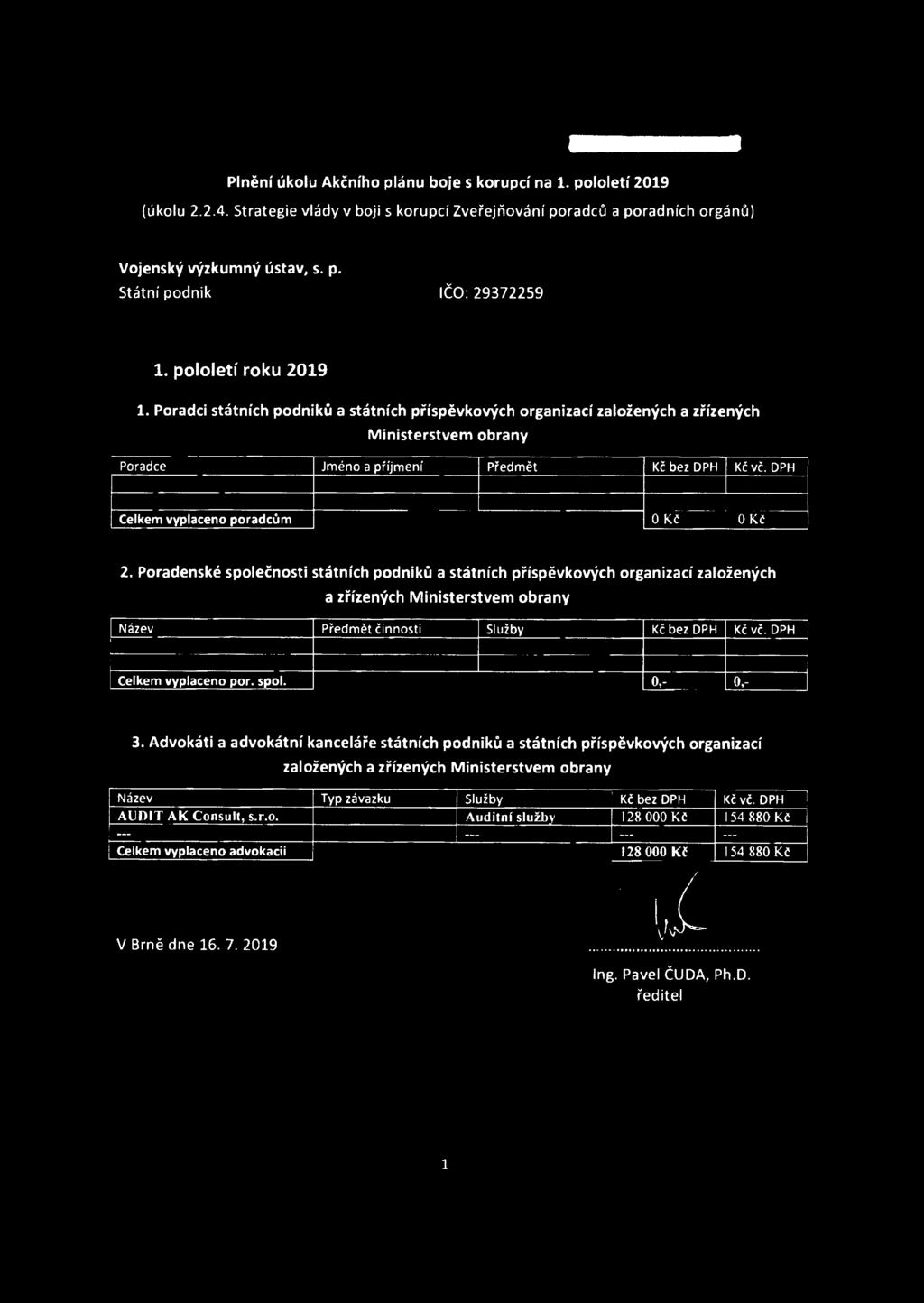 DPH Celkem vyplaceno poradcům 0 Kč 0 Kč 2.