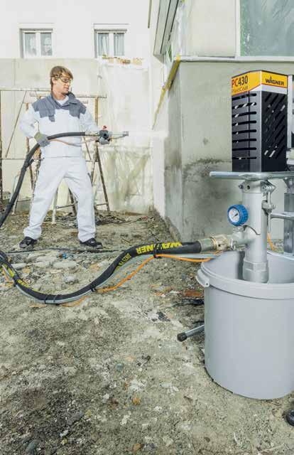 Pomocí Wagner strojní technologie je vše mnohem jednodušší: materiál je čerpán do výšek až 30m vysoko. Jednoduché - efektivní.