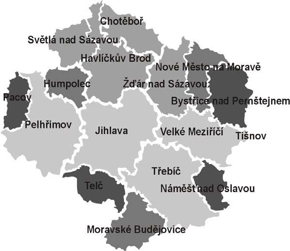 I. Regionální charakteristiky produkce Kraj Vysočina Regionální struktura rozdělení účetní přidané hodnoty v obcích s rozšířenou působností v roce 2003 Administrativní mapa