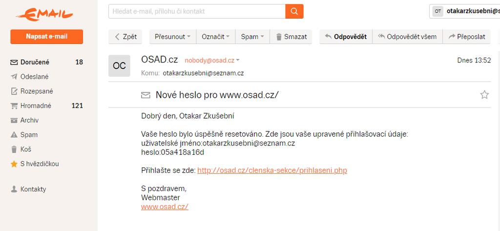 do Vašeho účtu na www.osad.cz/clenska-sekce/.