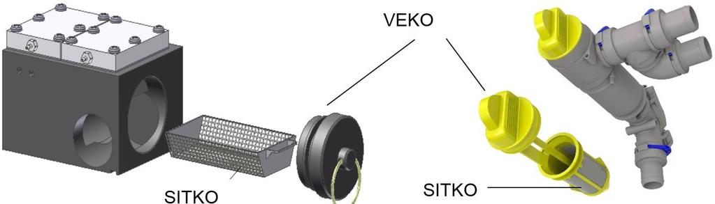 10.7 Hygiena Separátora Čištění sítka separačního bloku Vytáhnout víko a sítko hrubých částic ze separačního bloku, následně je vyčistit (opláchnout) pod tekoucí vodou a vrátit zpět do separačního