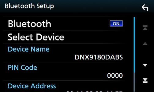 Ovládání Bluetooth ÑÑPřipojení zařízení Bluetooth 1 Klepněte na [Select Device] na obrazovce NASTAVENÍ Bluetooth. Pro vymazání registrovaného zařízení Bluetooth 1 Klepněte na [Delete].