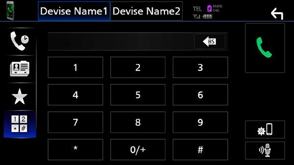 Ovládání Bluetooth 4 Vyberte způsob vytáčení. Volání po zadání telefonního čísla 1 Klepněte na [ ]. 2 Zadejte numerickými tlačítky telefonní číslo.