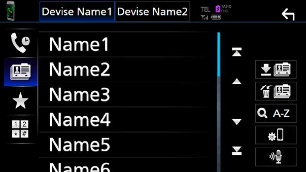 Telefonní seznam mobilního telefonu můžete prohledávat pomocí hlasových povelů. (Tato funkce závisí na mobilním telefonu.) 1 Stiskněte tlačítko [ ] po dobu 1 sekundy.