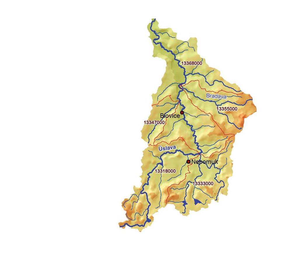 22 DÍLČÍ POVODÍ ÚSLAVY Dílčí povodí ÚSLAVY Páteřními toky této oblasti jsou Úslava a Bradava.