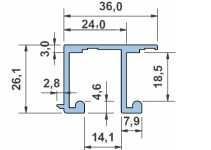 sliding door track in extruded aluminium AC.1395 AC.1396 AC.