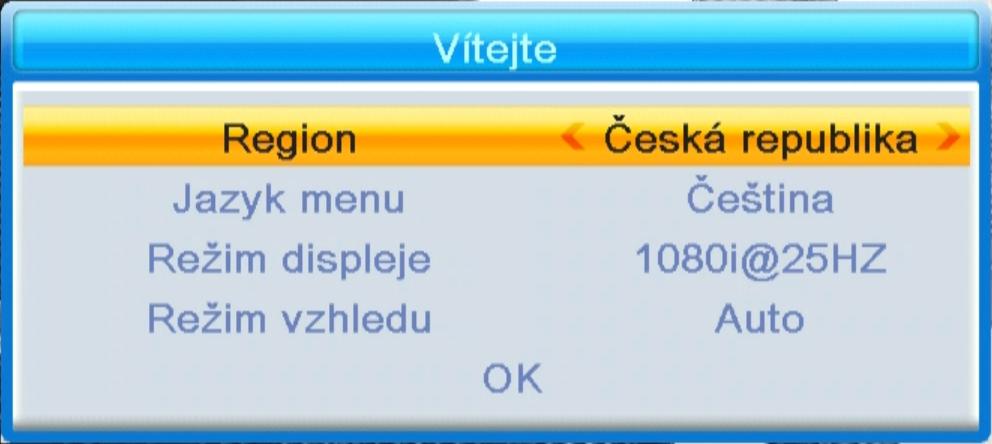 Hlavní Menu Rychlá instalace Jestli používáte přijímač poprvé nebo jste ho obnovili z továrního nastavení, zobrazí se na vaší obrazovce uvítací obrazovka.