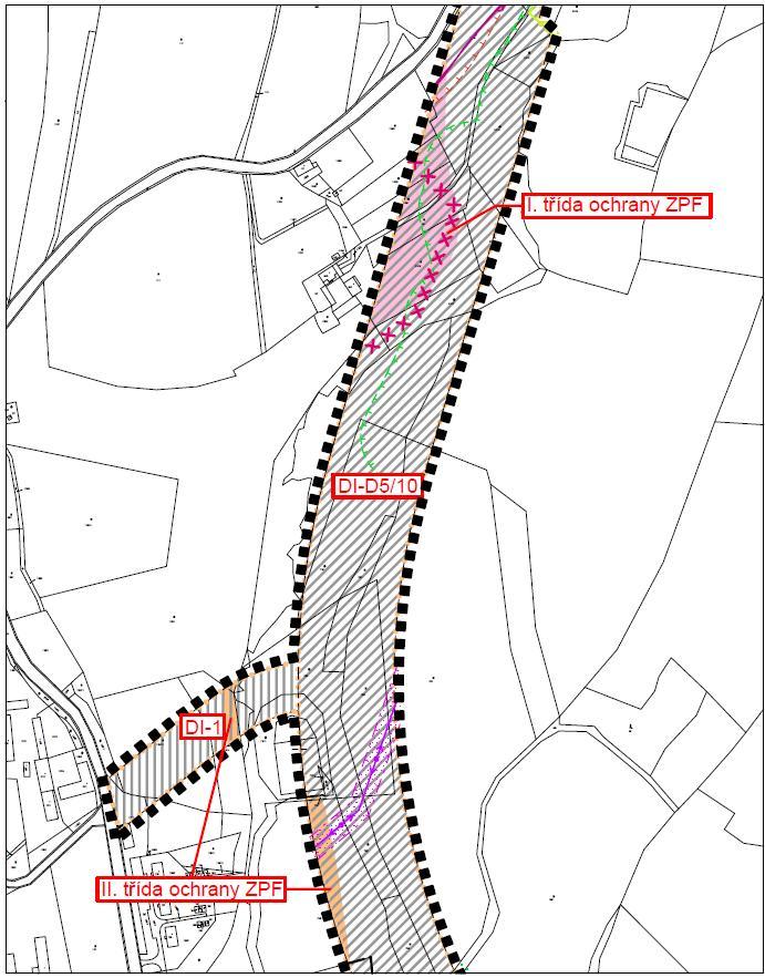Zd vodn ní navrhovaného odn tí ZPF plochy dopravní infrastruktury s I. a II.