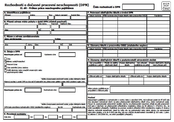 Změny v elektronické neschopence - Formuláře RDPN 2.