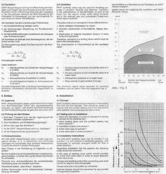 3.2 Kavitace Uzavírací klapky EKN mohou být při zohlednění kavitace použity k regulaci průtoku.