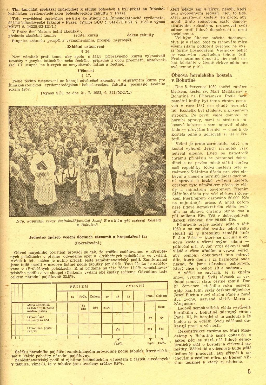 Příloha č. V. Fotografie a článek o svěcení kostela v Bohutíně kapitulním vikářem Josefem Buchtou ze dne 27.