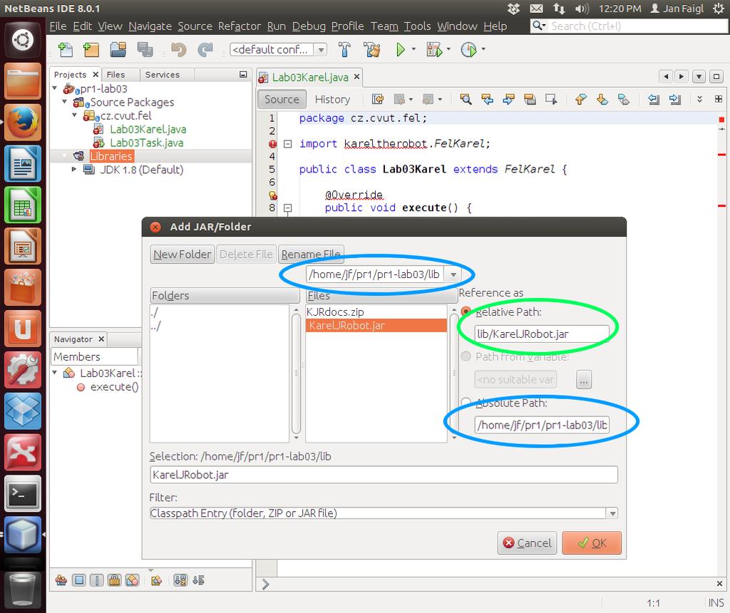 Diskové oddíly, soubory a domovský adresář Vytvoření projektu v Netbeans Netbeans