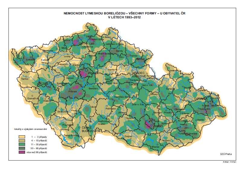 Lymeská borrelióza - epidemiologická data do roku 2013 Březen 2014. doc. MUDr. B. Kříž, CSc., MUDr. Č. Beneš Mapy a grafy incidencí lymeské borreliózy v České republice.