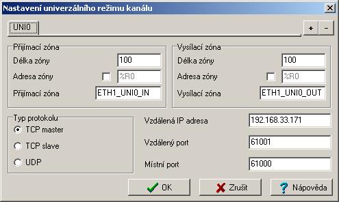 Po nastavení režimu uni by dialog měl vypadat následovně Kliknutím na žlutou ikonu v řádku ETH uni (na obrázku je zvýrazněn) vyvoláme další dialog, ve kterém nastavíme max.