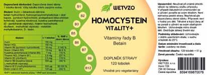 HOMOCYSTEIN VITALITY Vyvážená kombinace ve vodě rozpustných vitamínů řady B, umocněná účinkem aloe vera a betainu.