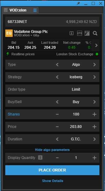Trade Ticket algoritmické pokyny