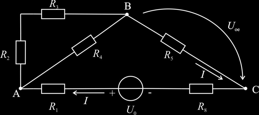 Stanovení napětí U napětí mezi uzly B a C, mezi kterými byla připojena