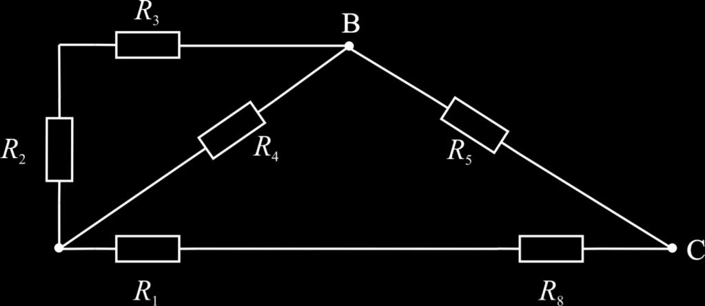 odporu mezi uzly B a C po odpojení vyšetřované větve s odpory 6,7, 1,, 8