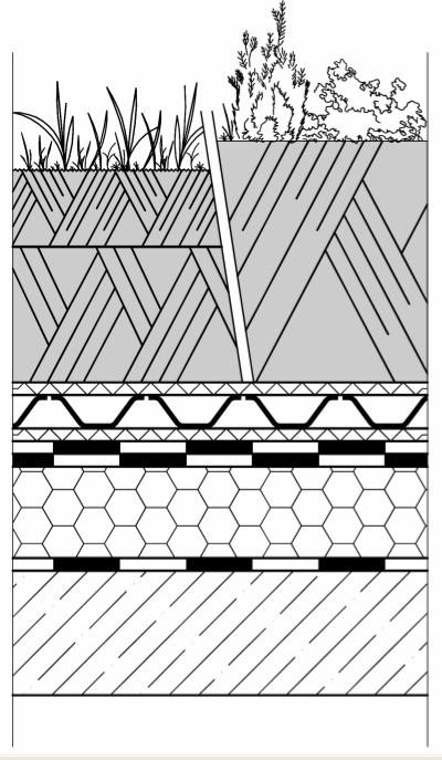 Skladby střech 4.5 Vegetační střechy Podrobnosti o skladbách vegetačních střech jsou uvedeny v publikaci Vegetační střechy a střešní zahrady, skladby a detaily.