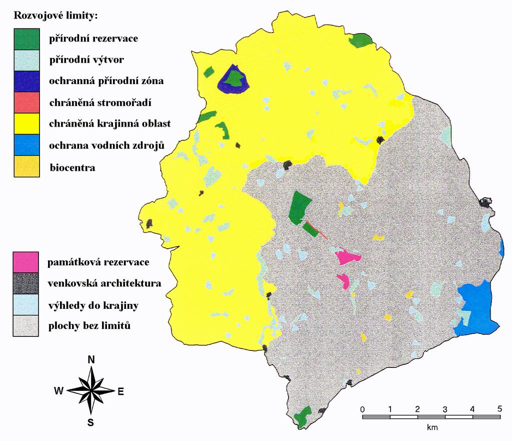 Humánní struktura krajiny Aspekty: Prostorový Prostorové rozmístění zájmů a omezení = sociální a rozvojové limity zájmy státu (příroda,