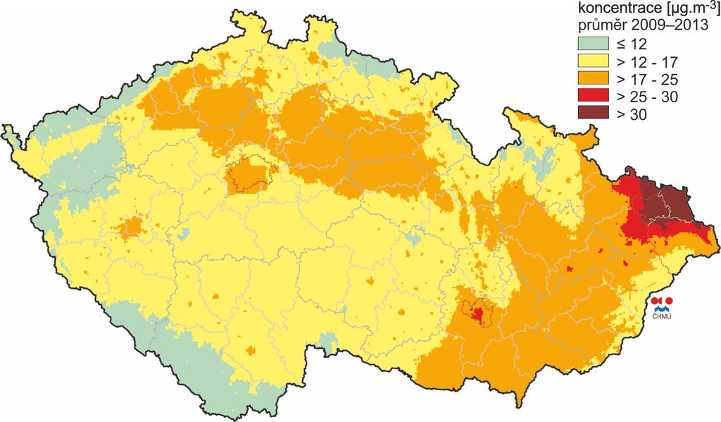 Pole pětiletého průměru ročních průměrných