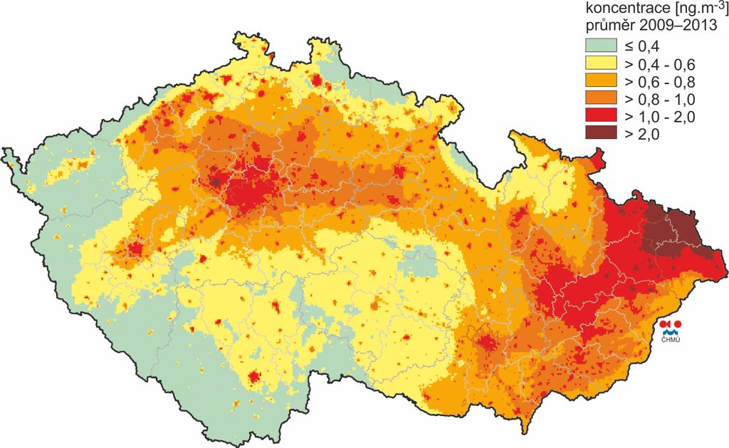 Pole pětiletého průměru ročních průměrných