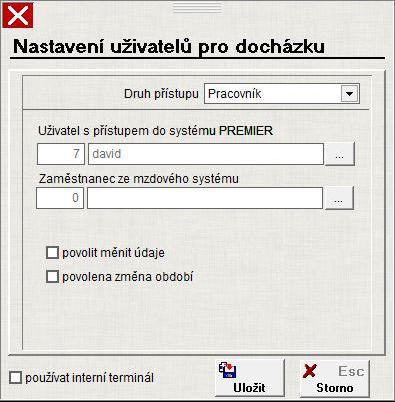 (SQL verze) Dodání a montáž terminálů Nadřízený pracovník o Pracovník - přístup jen do měsíčního přehledu.