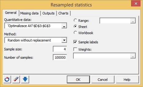 V záložce Describing data se zvolí Resampled statics. Obr.