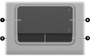 2 Komponenty Horní komponenty TouchPad Komponenta Popis (1) TouchPad* Slouží k přesunutí ukazatele, výběru nebo aktivaci položek na obrazovce.