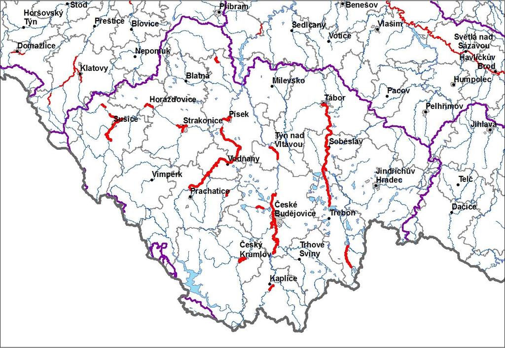 Obr. 1 Přehledná mapa řešeného území 3 Výsledky mapování povodňových rizik Výsledky mapování povodňových rizik jsou mapy povodňového nebezpečí, mapy povodňového ohrožení a mapy povodňových rizik.