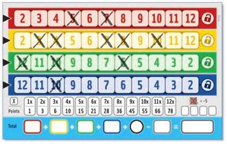 Křížkování čísel Základní pravidlo průběhu hry je, že čísla v každé ze čtyř barevných řad musí být křížkována zleva doprava. Není ale nutné začít křížkovat od čísla nejvíce vlevo.