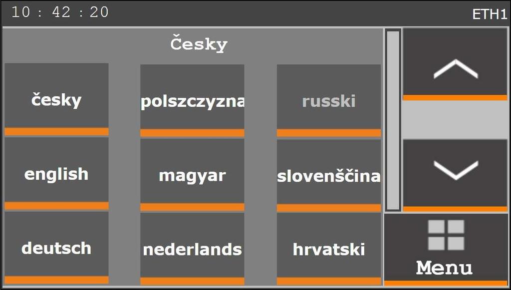 Obrázek4.19:Sekcenastavení-obrazovka2 Nastavenísítě1 Nastaveníe-mailu Obrazovka nastavení jazyka(obr. 4.20 str. 29) nabízí několik jazyků pro uživatelské rozhraní.