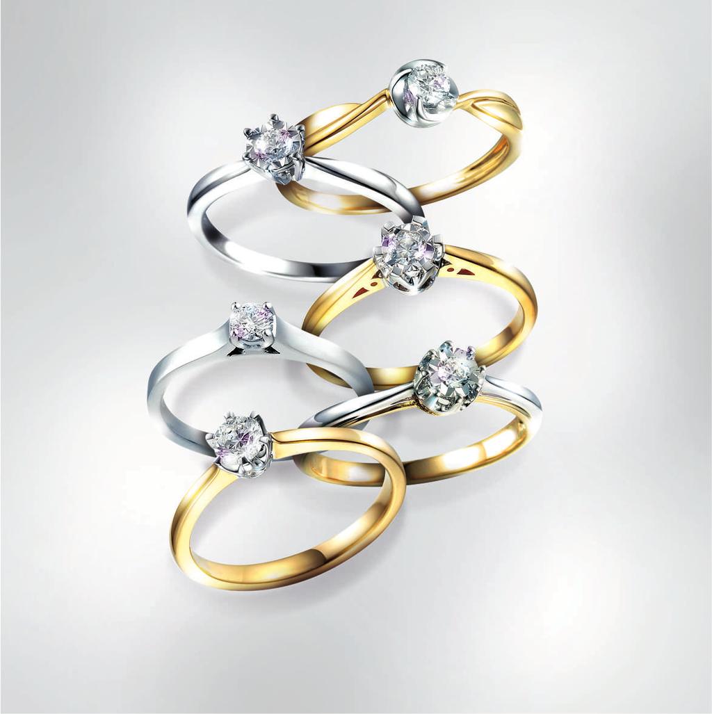 1. Prsten z kombinovaného zlata 585, briliant, IZBR039 2. Prsten z bílého zlata 585, briliant, IZBR045A 3.