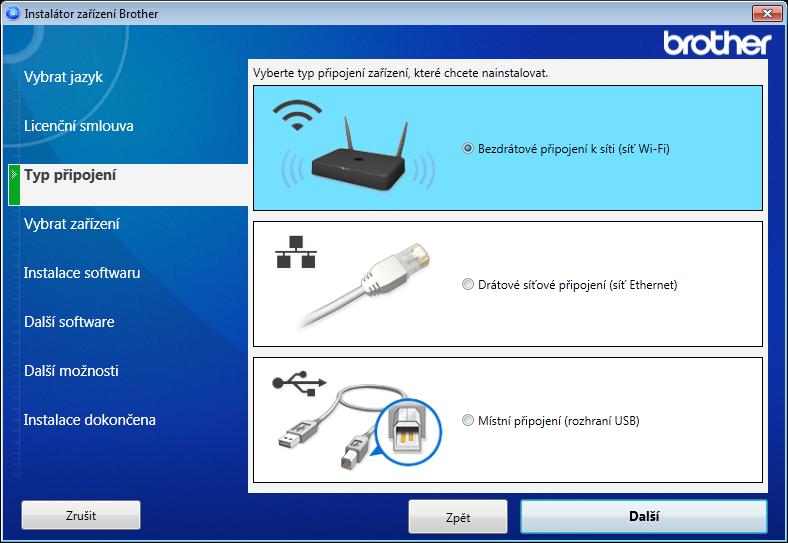 Konfigurace přístroje pro použití v bezdrátové síti (ADS-2800W / ADS-3600W) 2 Postupujte jedním z následujících způsobů: Windows a b Vložte dodaný disk DVD-ROM do