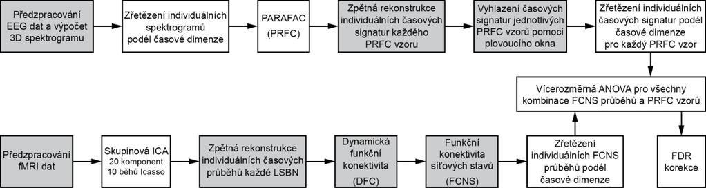 Obrázek 23: Schéma zpracování a analýzy simultánních fmri-eeg dat.