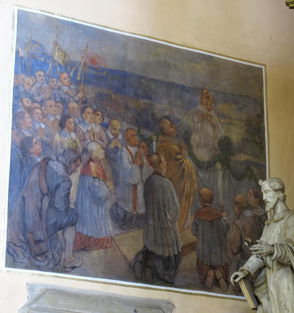 20. Děkovný průvod královédvorských občanů, 1933, nástěnná malba,